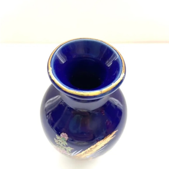 Vintage Japan Cobalt Blue Hand Painted Pheasant Bud Vase 4” - Picture 7 of 10
